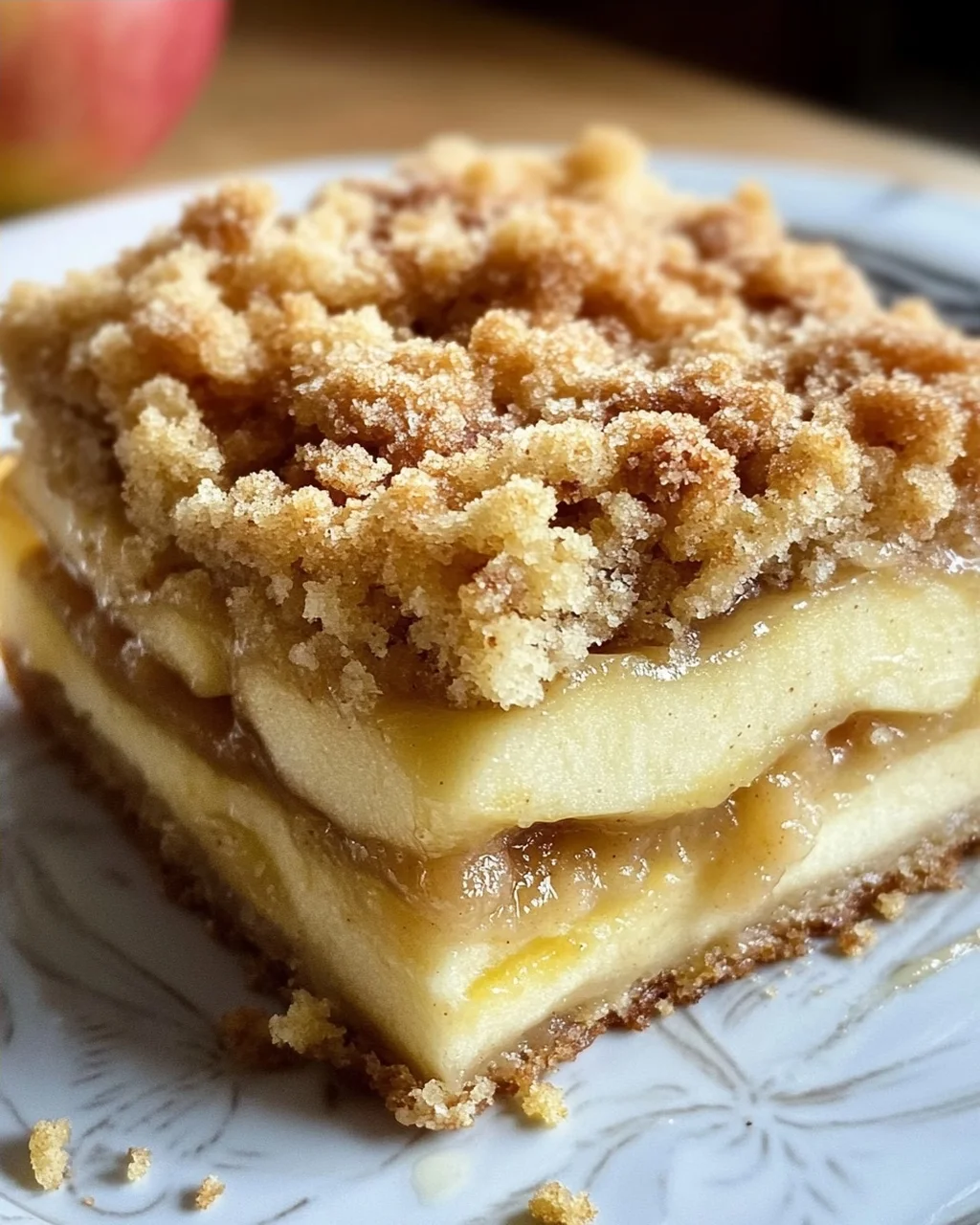 Apfelkuchen vom Blech - mit Pudding und knusprigen Streuseln