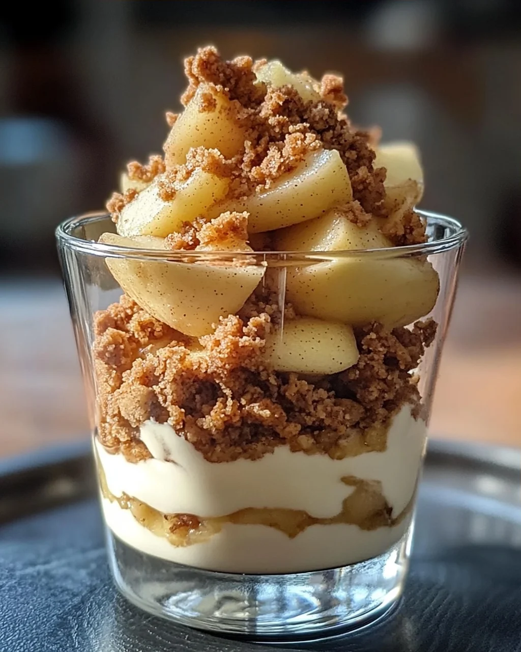 Bratapfel-Crumble auf Zimtcreme - Dessert im Glas