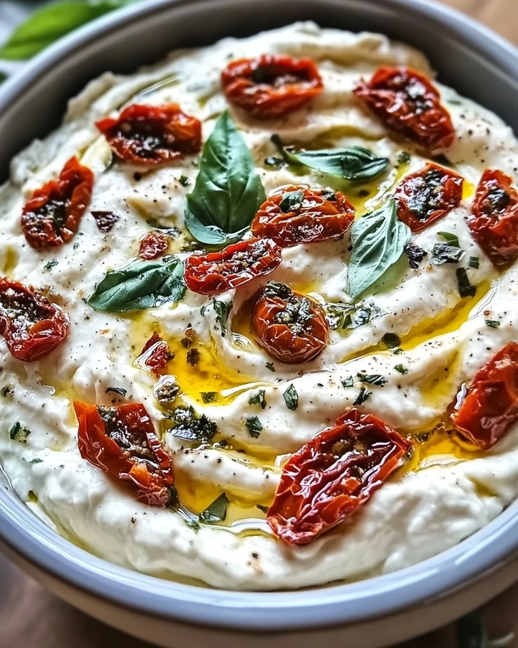 Burrata-Dip Tomate-Basilikum schnell selbstgemacht
