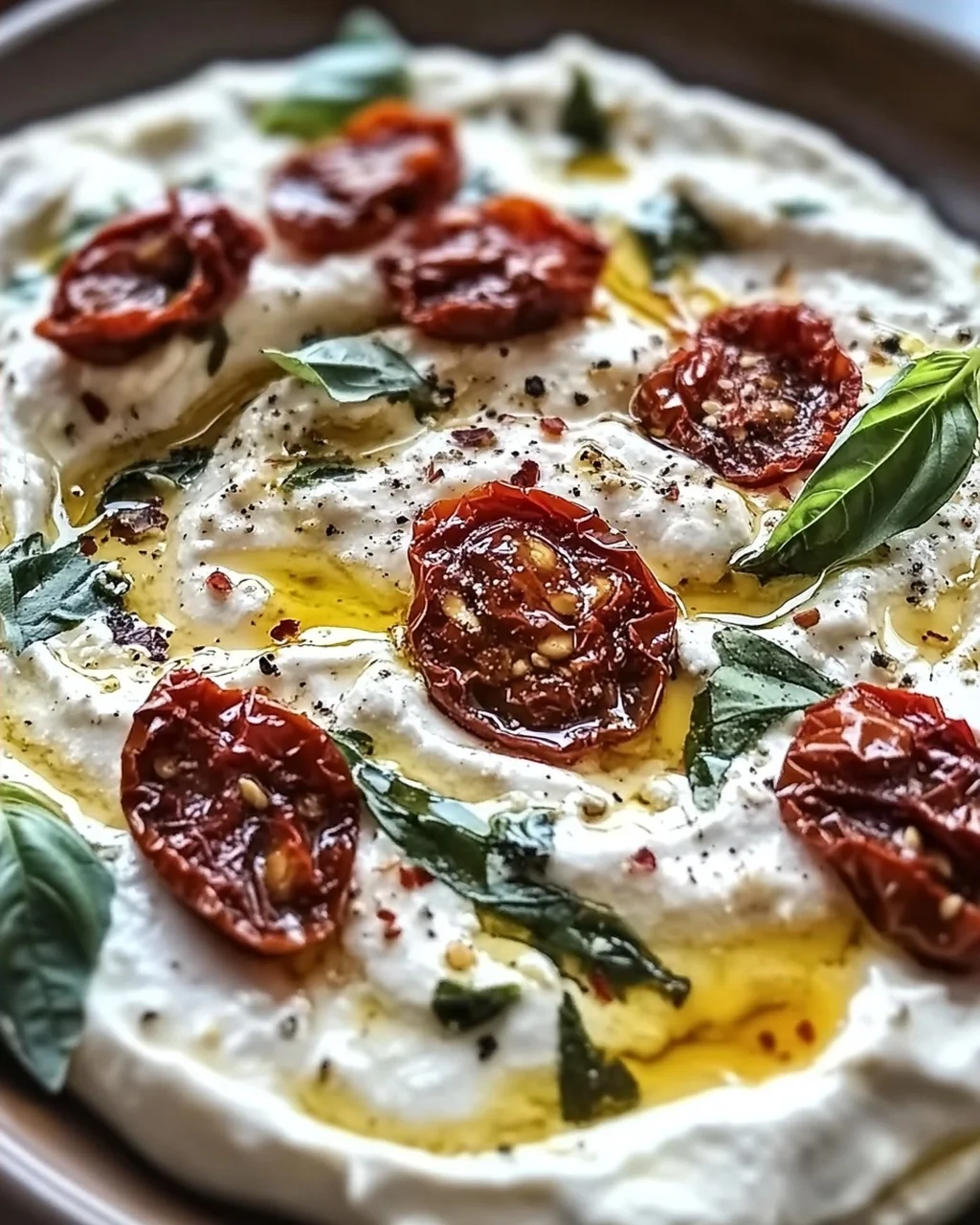 Burrata-Dip Tomate-Basilikum schnell selbstgemacht
