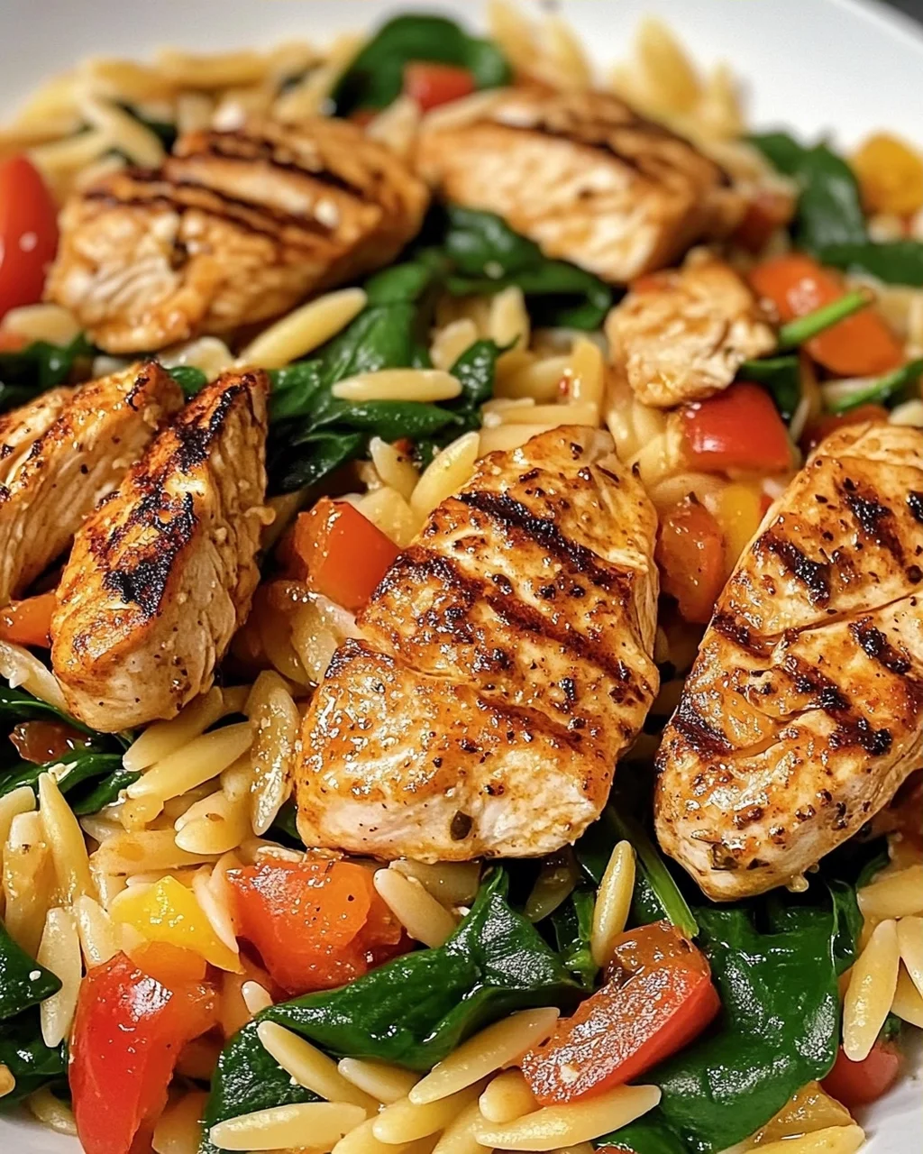 Cajun-Hühnchen Orzo mit Spinat für Eilige Köche