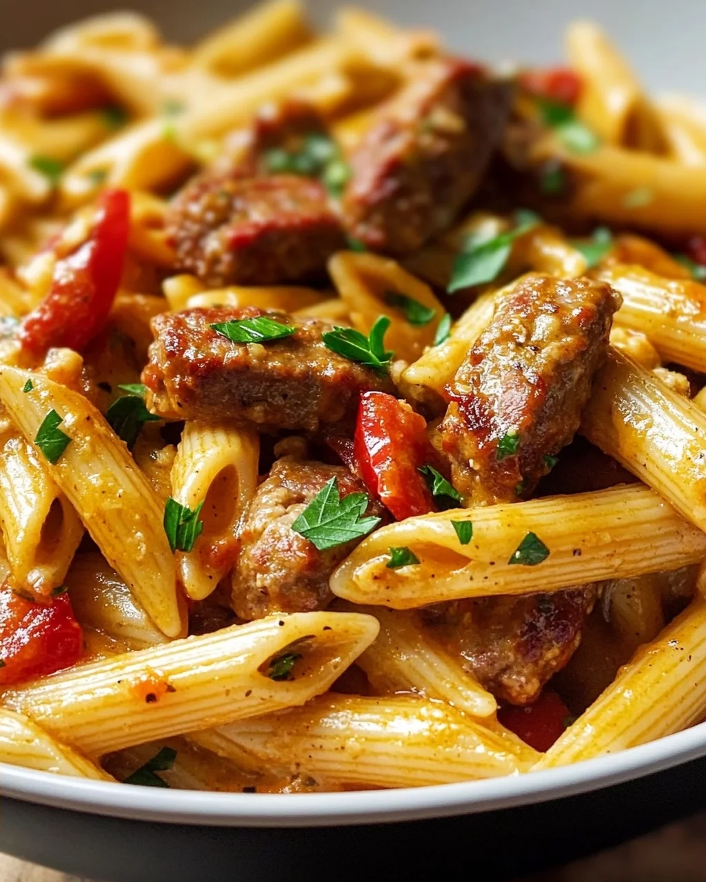 Cremige Cajun Rinderwurst Pasta mit Penne – Extra Aromatisch