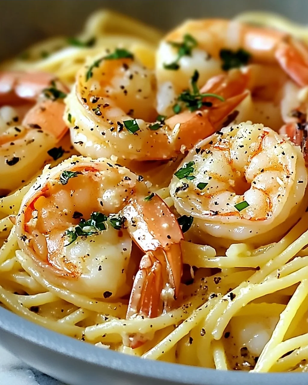 Cremige One-Pot Knoblauchbutter Garnelen Pasta blitzschnell