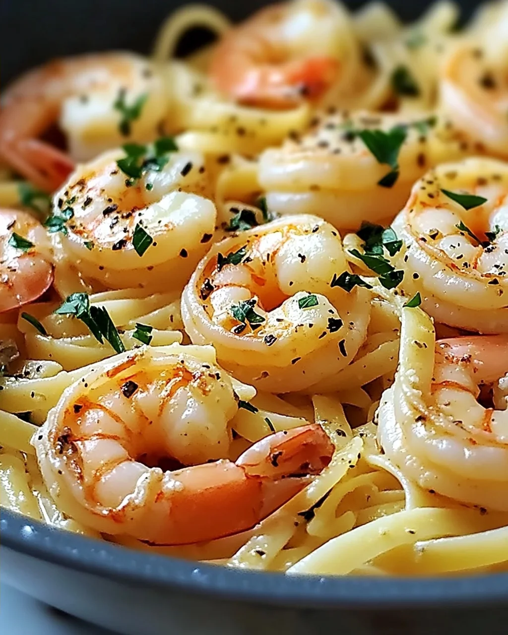 Cremige One-Pot Knoblauchbutter Garnelen Pasta blitzschnell