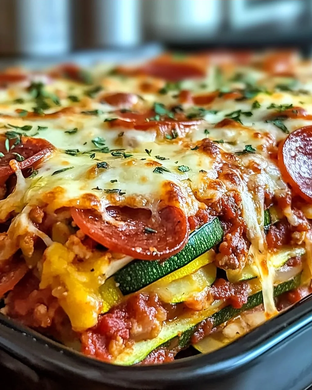 Einfaches Zucchini-Pizza-Auflauf-Abendessen ganz leicht