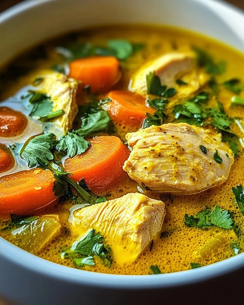 Entzündungshemmende Kurkuma Hühnersuppe für Wohlbefinden