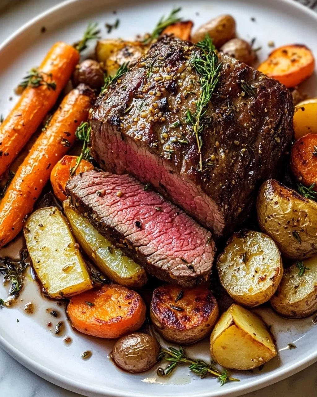 Garlic Herb Beef Roast With Root Vegetables Recipe