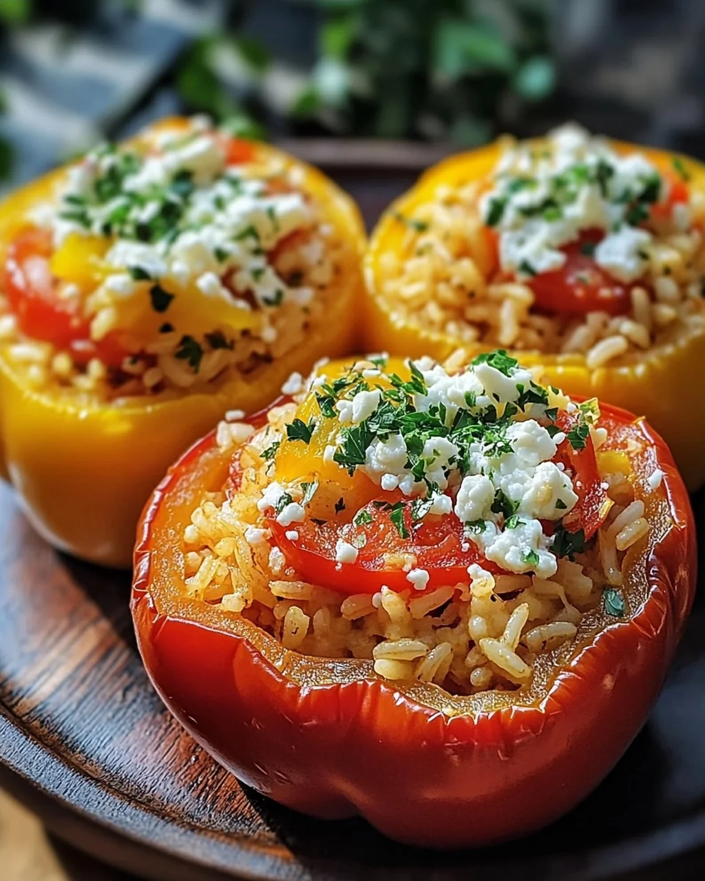 Gefüllte Paprika mit Reis und Feta