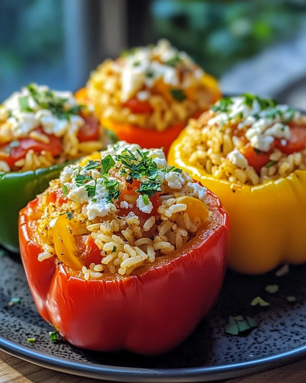 Gefüllte Paprika mit Reis und Feta