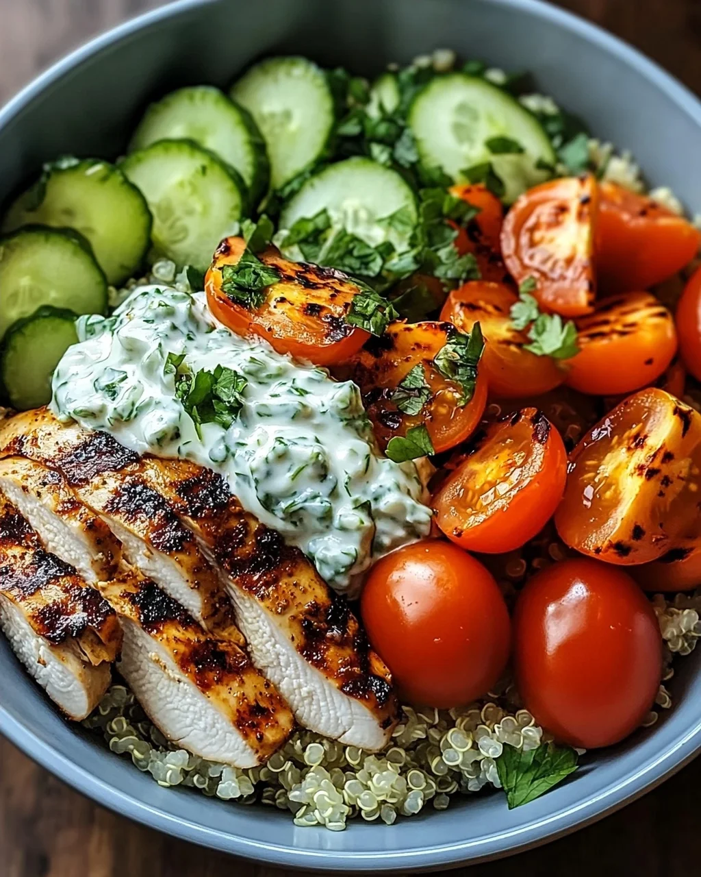 Griechische Hähnchen-Tzatziki-Bowl