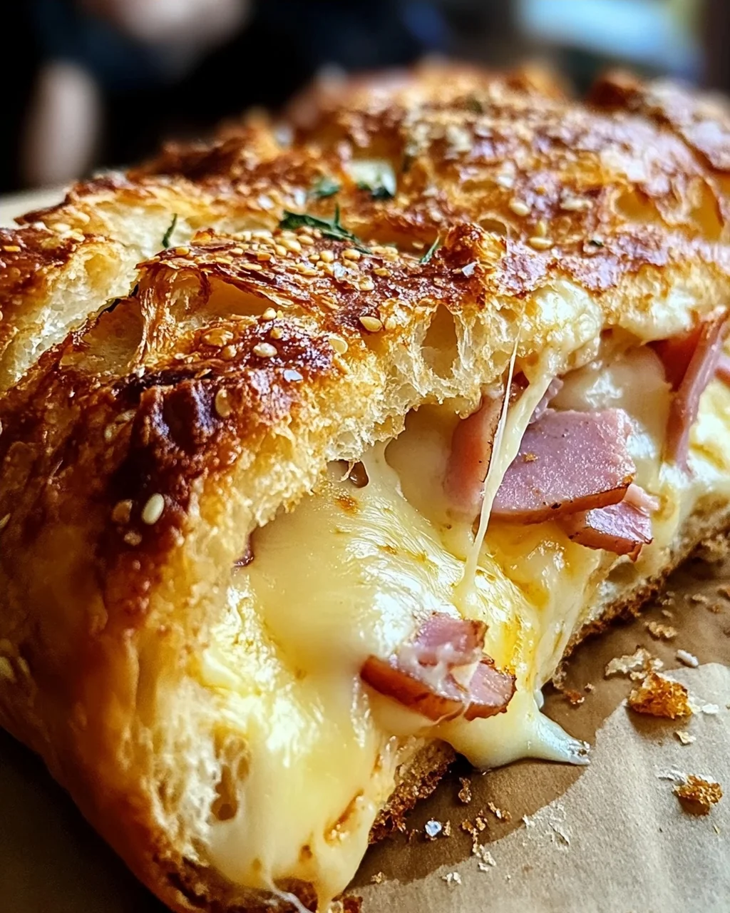 Handbrot mit Schinken und Käse