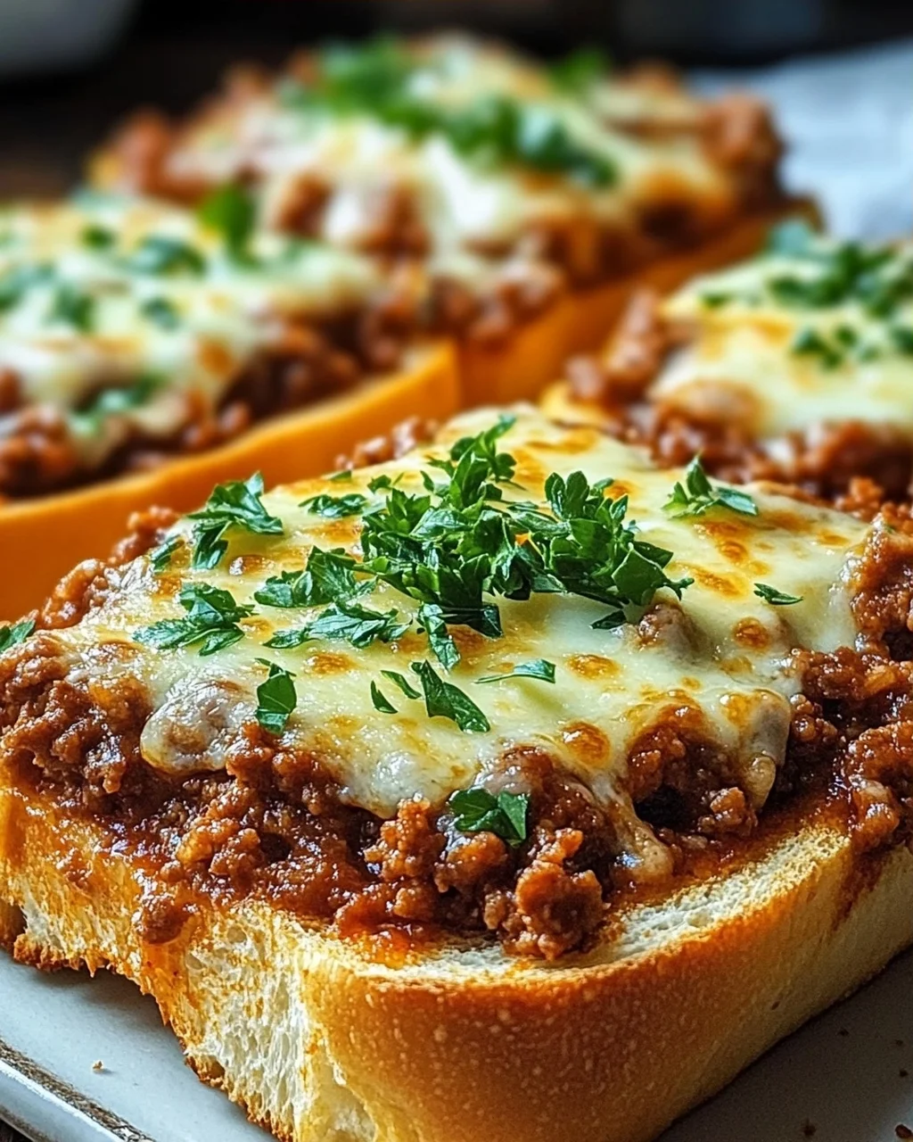 Homemade Cheesy Garlic Bread Sloppy Joe Melts