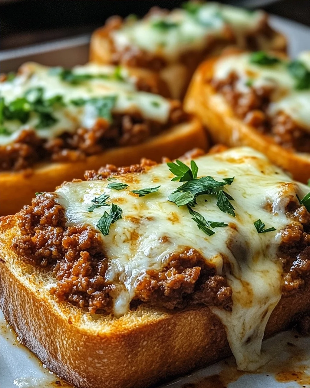 Homemade Cheesy Garlic Bread Sloppy Joe Melts