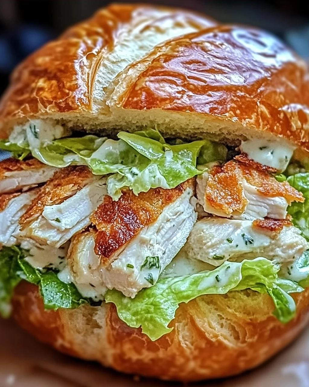 Hühnchen Caesar Croissant Sandwich für schnelle Genussmomente