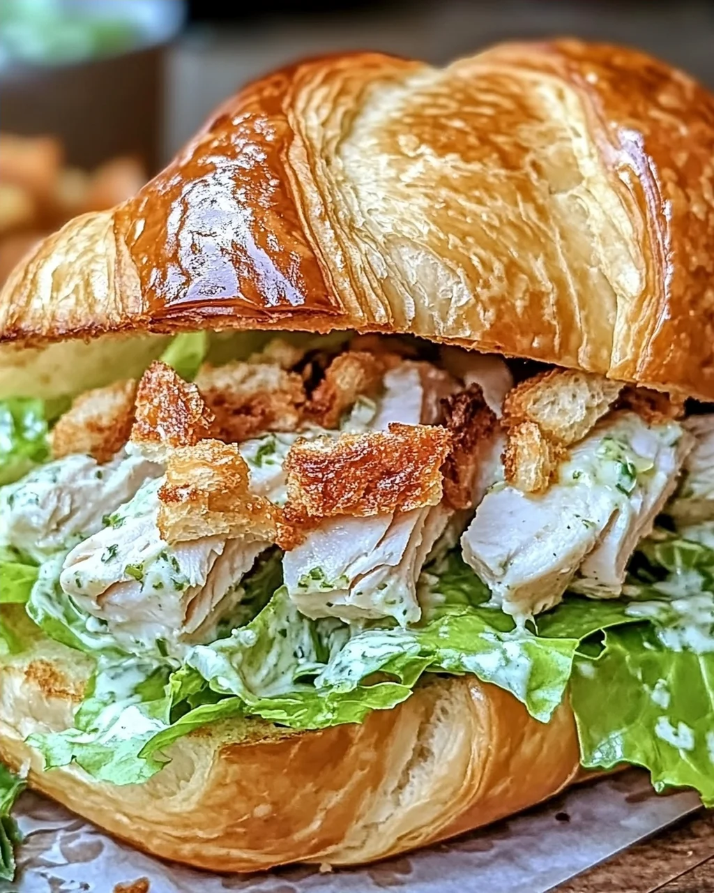 Hühnchen Caesar Croissant Sandwich für schnelle Genussmomente