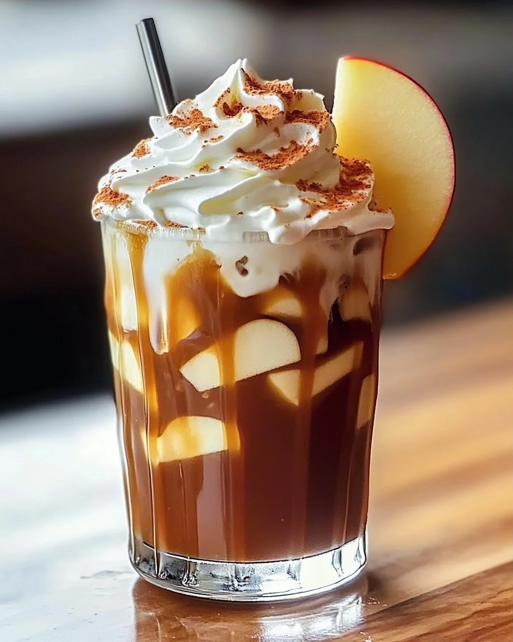 Karamell-Apfel-Gewürz-Eiskaffee für den Herbstgenuss