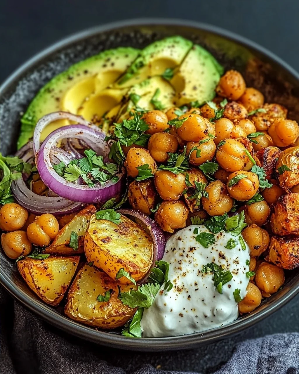 Kartoffel-Kichererbsen-Bowl