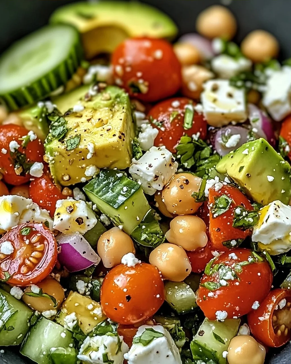 Kichererbsen Feta Avocado Salat für Frische und Genuss