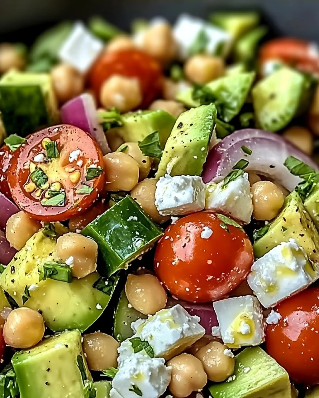Kichererbsen Feta Avocado Salat für Frische und Genuss