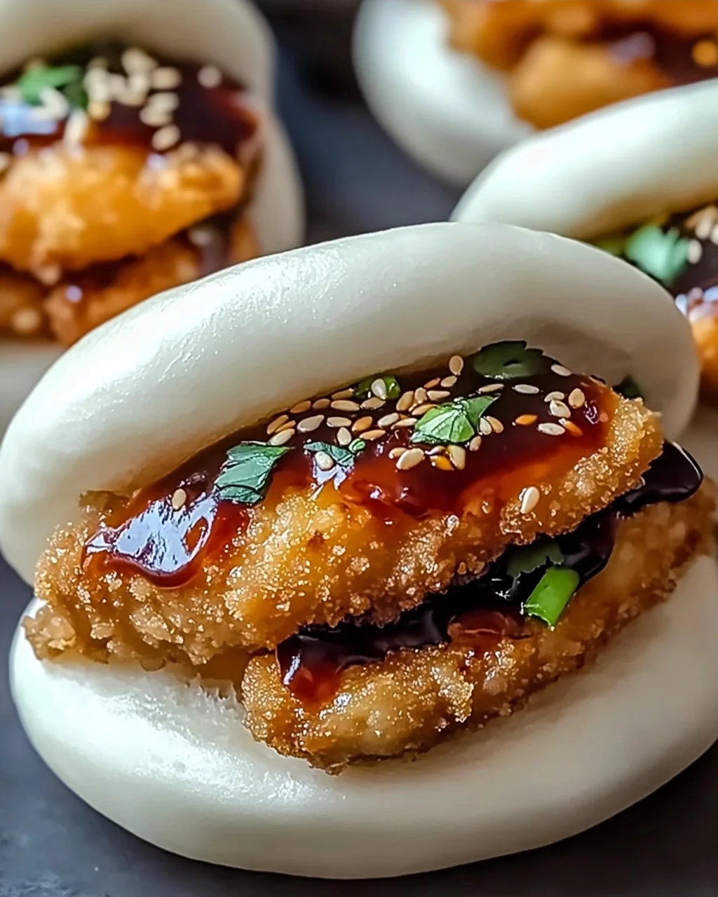 Klebende knusprige Hähnchen Bao-Brötchen selbstgemacht