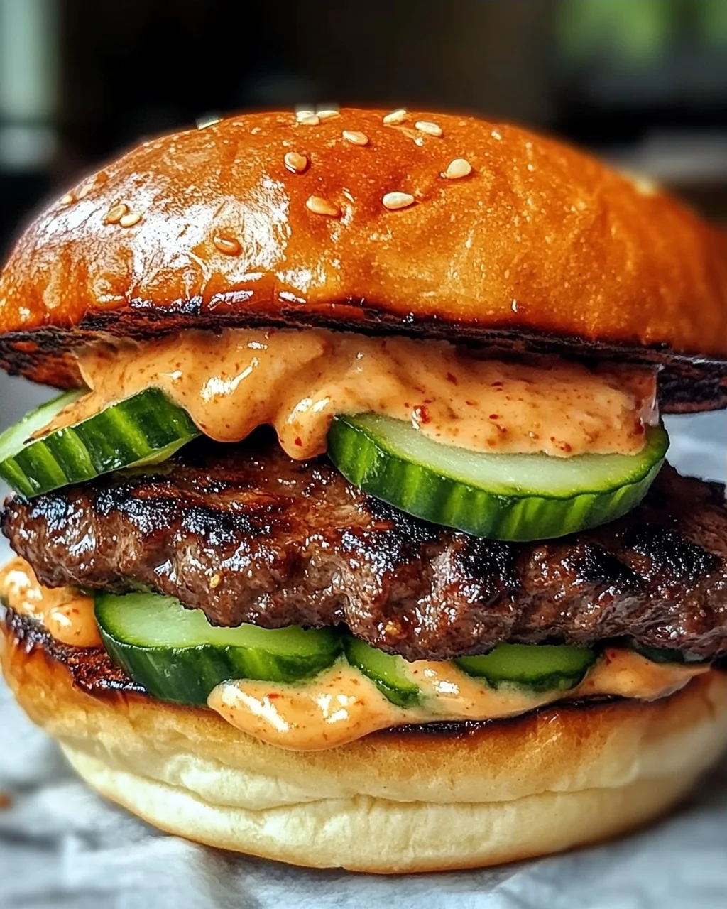 Koreanisches BBQ Bulgogi Rindfleisch Burger mit Mayo
