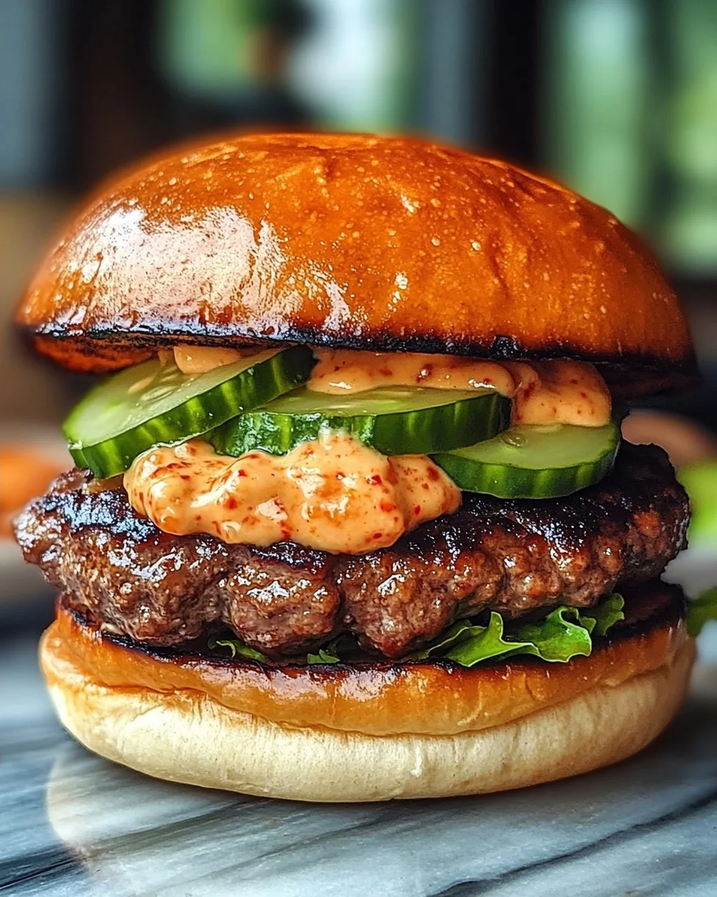 Koreanisches BBQ Bulgogi Rindfleisch Burger mit Mayo