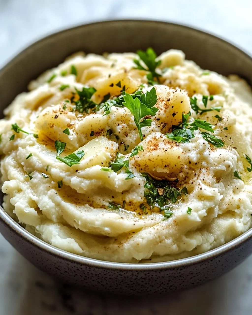Leckere Low Carb Blumenkohl Kartoffel Bowl mit Kräutern