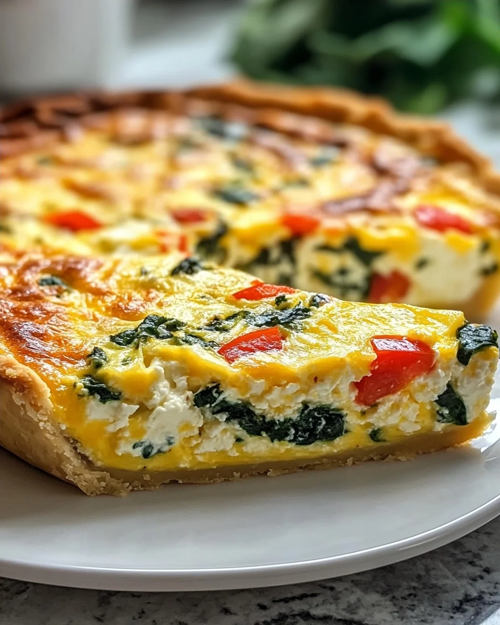 Leckere, proteinreiche Quiche ohne Boden mit Hüttenkäse
