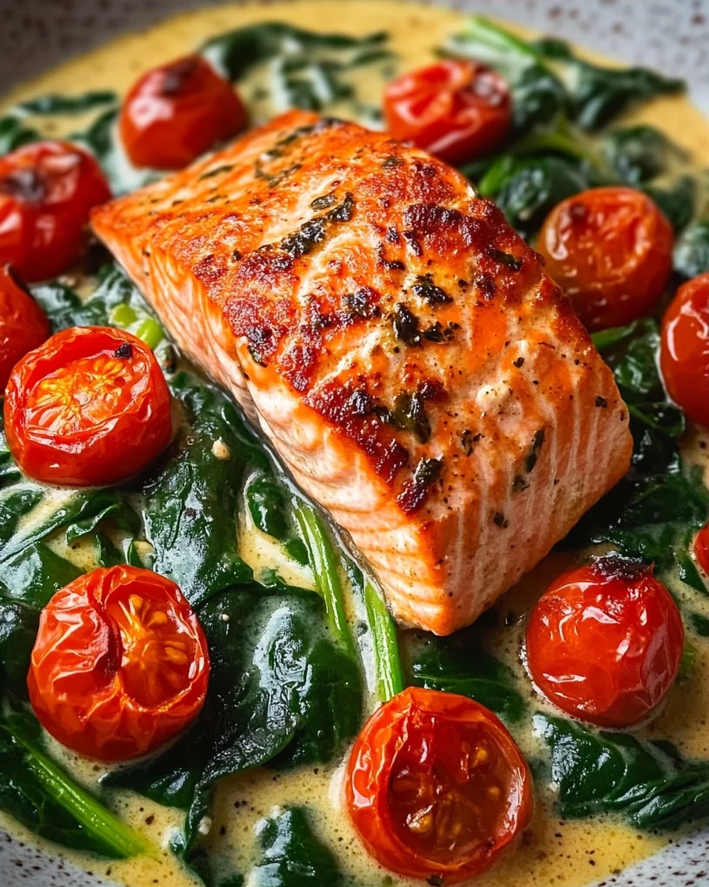 Ofenlachs mit Spinat