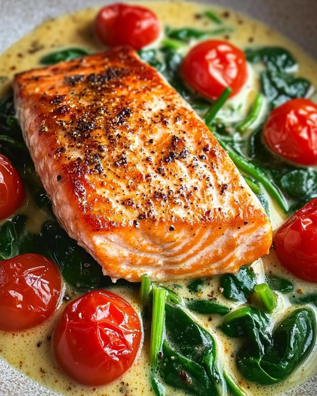 Ofenlachs mit Spinat