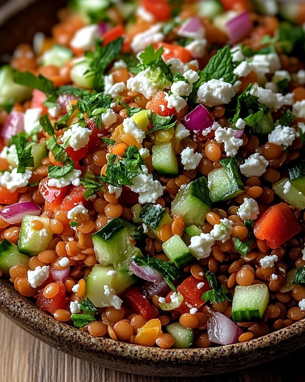 Orientalischer Rote Linsen Salat mit Feta