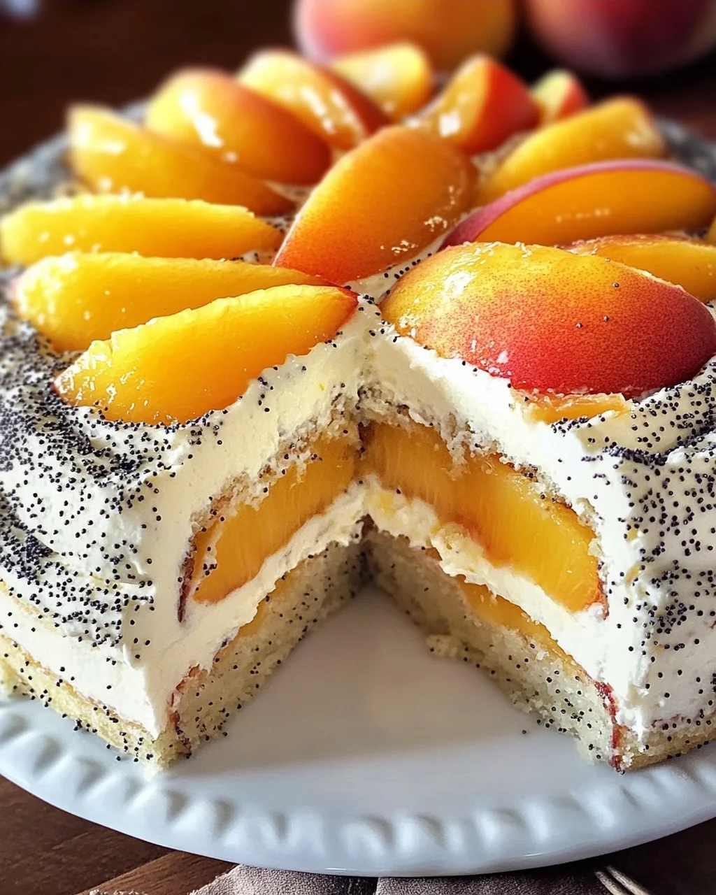 Pfirsichtorte mit Mohn