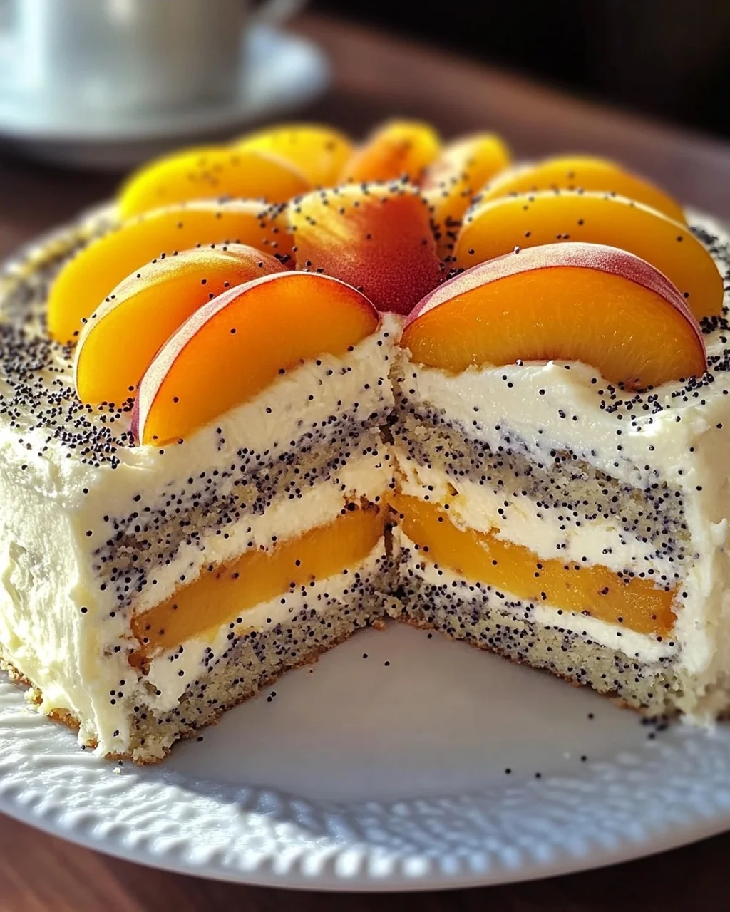 Pfirsichtorte mit Mohn