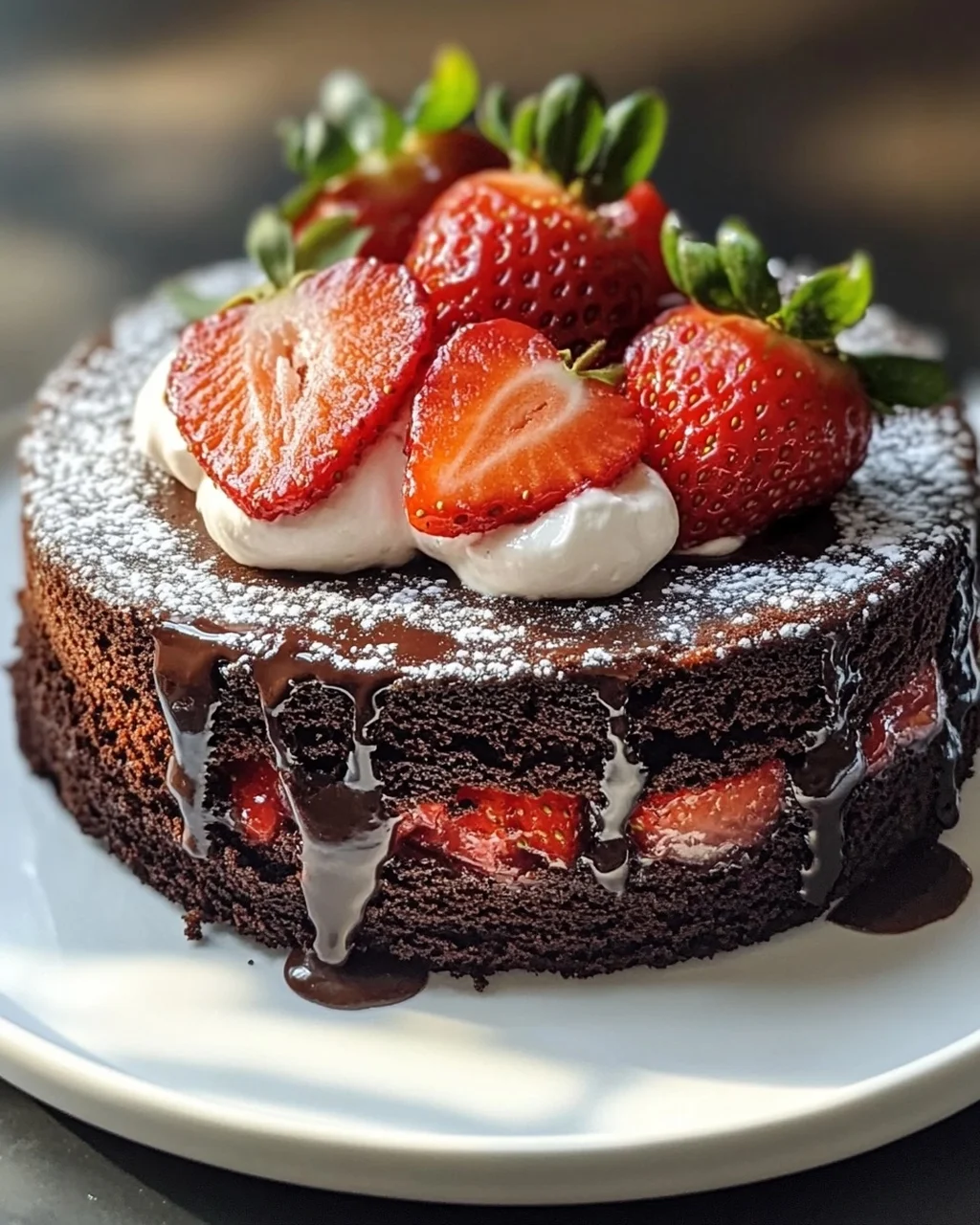 Quick Strawberry Cake with Chocolate Base and Non-Alcoholic Alternatives