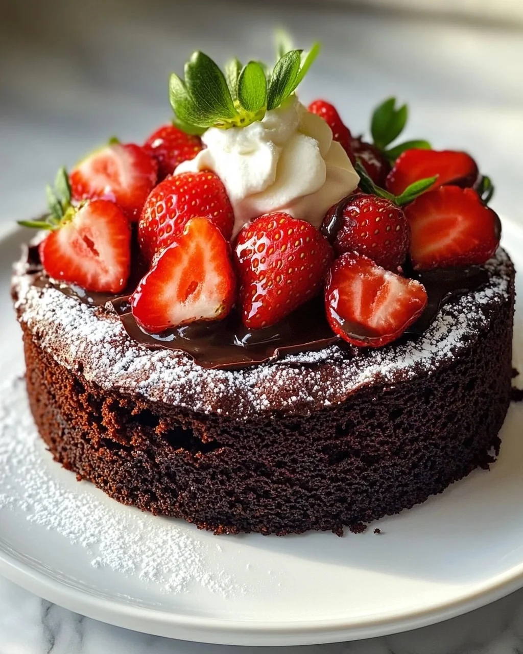 Quick Strawberry Cake with Chocolate Base and Non-Alcoholic Alternatives