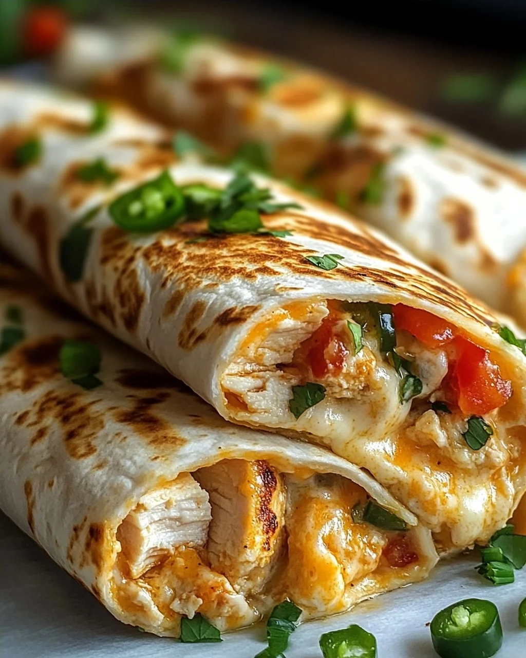Schnelle Käse-Knoblauch Hähnchen Wraps
