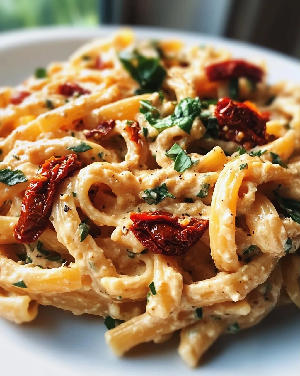 Sonnige Vegane Pasta: Cremig mit Getrockneten Tomaten
