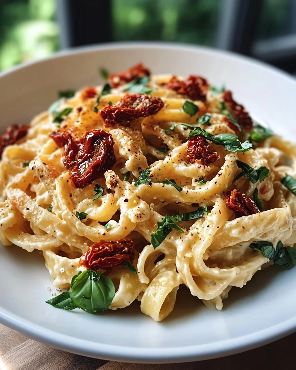 Sonnige Vegane Pasta: Cremig mit Getrockneten Tomaten