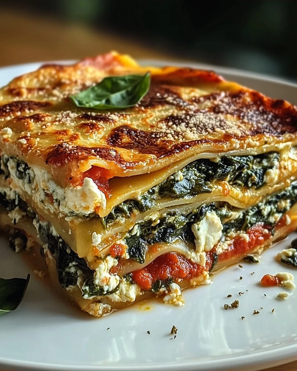 Spinatlasagne mit Feta und Tomaten