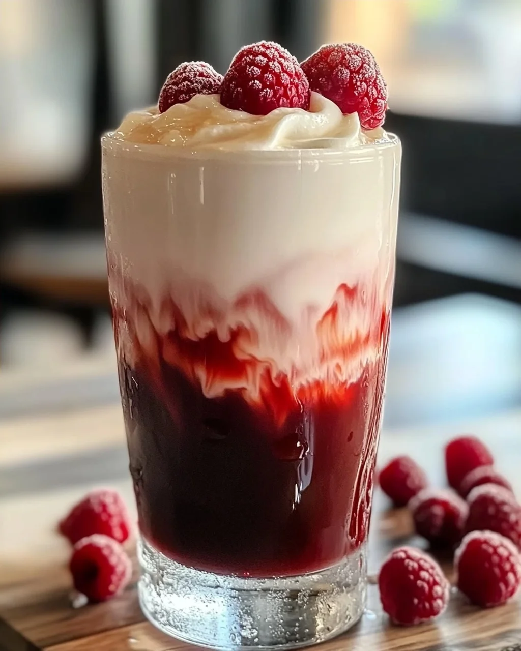 Vanille Himbeere Eiskaffee für heiße Tage