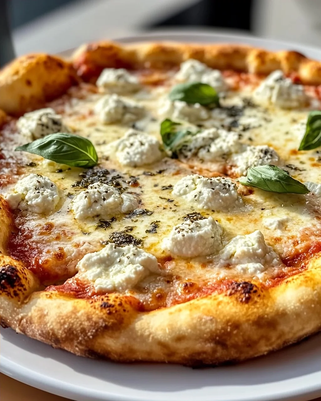 Vier Käse Pizza: Mozzarella, Parmesan, Gorgonzola & Ricotta