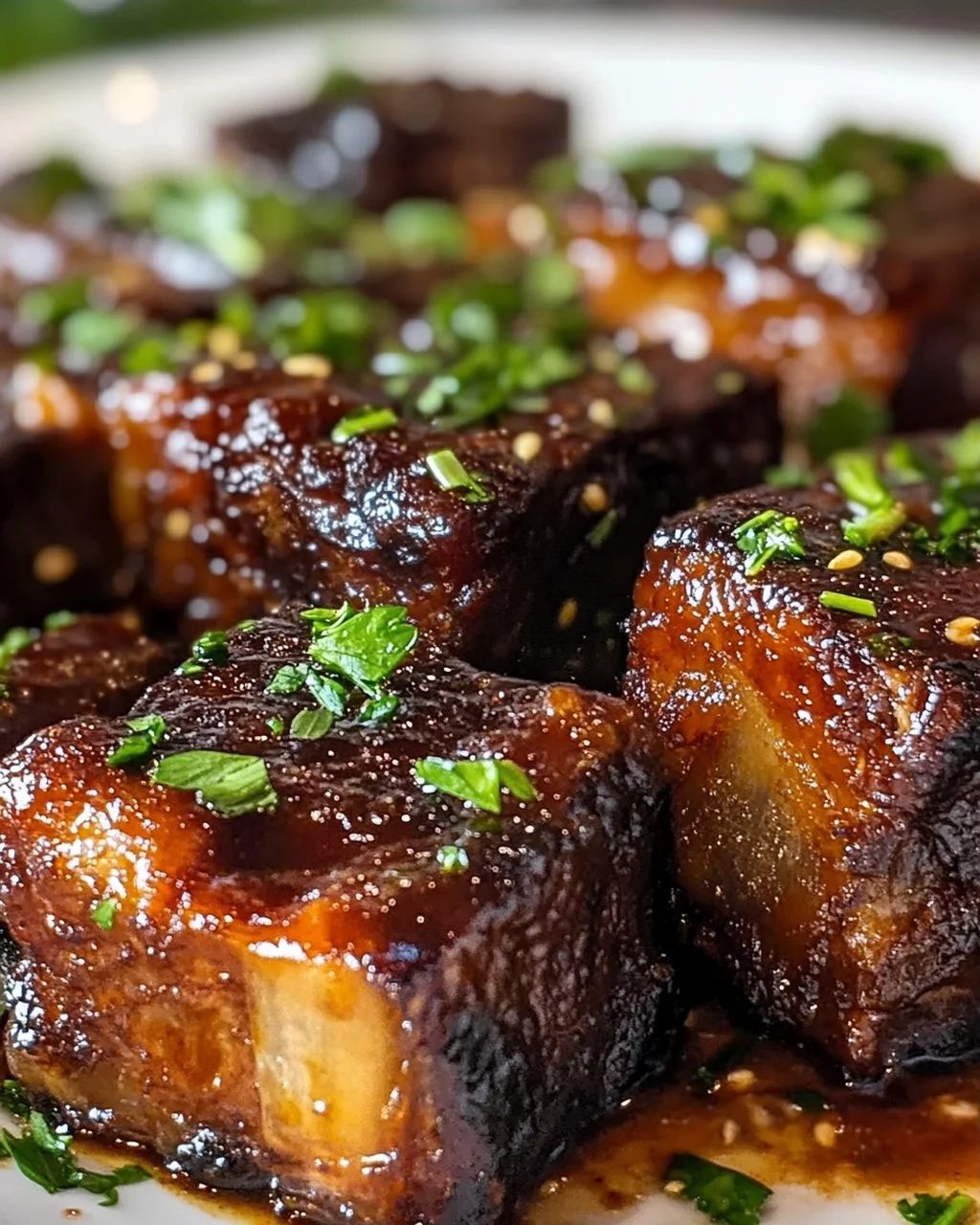 Whiskey-Extrakt glasierte Rindershort Ribs Blechbraten Rezept