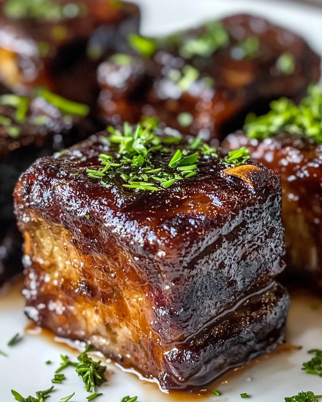 Whiskey-Extrakt glasierte Rindershort Ribs Blechbraten Rezept