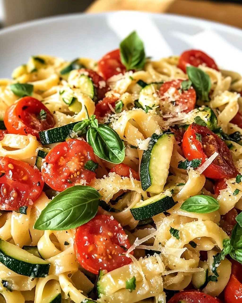 Zucchini und Tomaten: Schnelles Pfannenpasta-Rezept genießen!